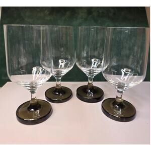 Rosenthal Studio Line - Tawny Base Wine Glasses. Four Signed Vintage MCM Barware